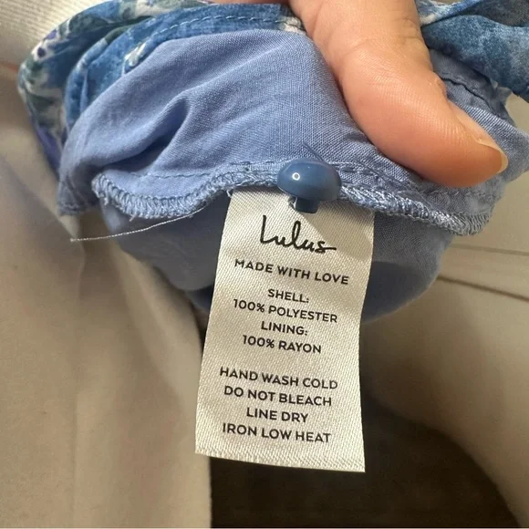 LULUS Sweet Type of Love Blue Floral Print Ruffle Tiered Mini Dress V-Neck Small - Picture 10 of 10